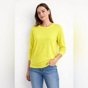 J.Crew 100% Merino Wool Lightweight Crewneck Sweater Yellow Lime XL